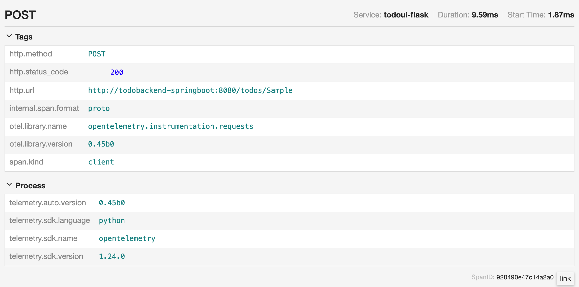 Individual trace with more Python span details